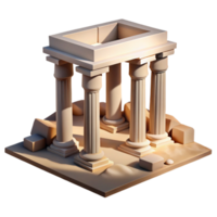 Ancient Temple Columns 3D Render - A detailed 3D render of ancient temple columns capturing their architectural beauty and historical significance png