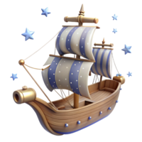 Starry Sailboat Adventure in a Mesmerizing Three Dimensional Scene of Nautical Beauty png