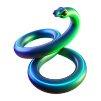 Neon Snake 3D Render A vibrant depiction of a snake glowing with neon colors, navigating the digital jungle. png
