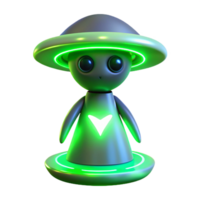 Cute Alien in a UFO in a Three Dimensional Render of Whimsical Design png