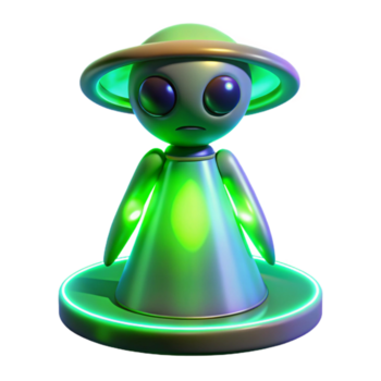 brilhando estrangeiro em plataforma - uma luminoso representação do a estrangeiro em repouso em uma plataforma com brilhando elementos destacando Está misterioso e avançado Projeto png