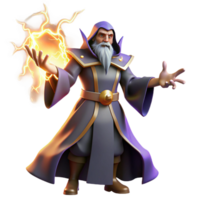 Wizard Casting Spell Magical Power A magical scene of a wizard casting a spell, capturing the essence of enchantment in a digital realm. png