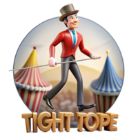 3D Illustration Tightrope Walker Circus Performer Cartoon Character png