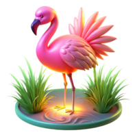 Pink Flamingo in a Pond - A serene depiction of a pink flamingo in a pond capturing its delicate beauty and tranquil atmosphere png