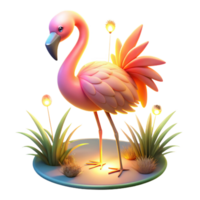 Cute Flamingo in a Three Dimensional Render of Wildlife png