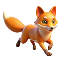 Cute Fox 3D Render - An adorable 3D render of a fox capturing its playful and endearing nature png