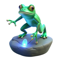 Cartoon Frog and Glowing Egg - A whimsical depiction of a cartoon frog with a glowing egg capturing its playful and enchanting presence png