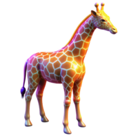 Rainbow Giraffe 3D Render - A vibrant 3D render of a giraffe with rainbow colors highlighting its dynamic and eye-catching appearance png
