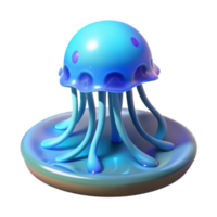 medusa três dimensional modelo Como uma azul aquático criatura com etéreo brilho e translúcido tentáculos png