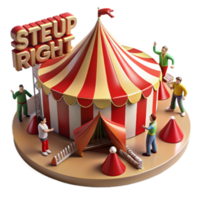 Step Right Up 3D Illustration Circus Tent Setup png