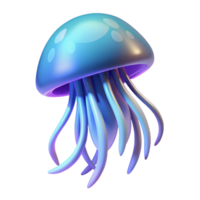 Three Dimensional Render of a Cute Cartoon Jellyfish with Playful Expression and Ethereal Glow png