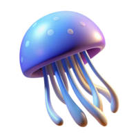 3D Render Jellyfish with Gradient - A stunning 3D render of a jellyfish with gradient colors highlighting its ethereal beauty and vibrant design png
