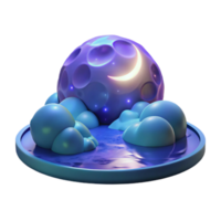 Crescent Moon Night Scene in a Serene Three Dimensional Scene of Enchantment png