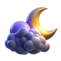 Crescent Moon and Cloud Night Scene - A serene depiction of a crescent moon and cloud in a night scene capturing the essence of tranquility and celestial beauty png