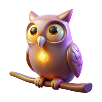 fofa desenho animado coruja 3d render uma brincalhão representação do a coruja trouxe para vida dentro uma caprichoso tridimensional desenho animado estilo. png