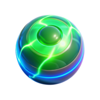 Glowing Orb Energy Sphere A dynamic depiction of an orb navigating a world of energy, its surface glowing with vibrant colors in a digital world. png