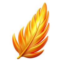Golden Feather 3D Render A stunning 3D depiction of a golden feather, highlighting its elegant design and shimmering presence. png