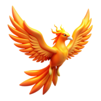 Fiery Phoenix in a Three Dimensional Render with Dynamic Colors and Majestic Form png
