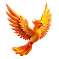 Fiery Bird in Flight in a Dynamic Three Dimensional Scene of Nature png