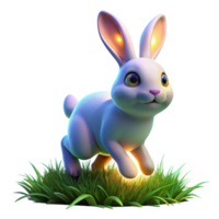 Cute Bunny in Grass with Playful Expression and Realistic Texture png