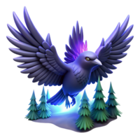 Magical Bird in Winter Forest - A mystical depiction of a bird in a winter forest capturing its enchanting presence and magical atmosphere png