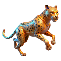 Golden Cheetah 3D Render - A majestic 3D render of a golden cheetah highlighting its regal presence and dynamic stance png