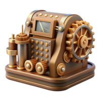 Steampunk 3D Render Golden Gear Machine Illustration png