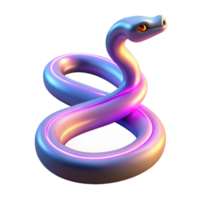 Neon Snake 3D Render - A vibrant 3D render of a snake illuminated with neon colors highlighting its dynamic and modern aesthetic png