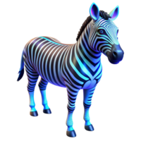 Neon Zebra 3D Render A vibrant 3D depiction of a neon zebra, highlighting its dynamic and radiant presence. png