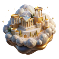 3D Render of Golden Temples on Cloudscape Illustration png