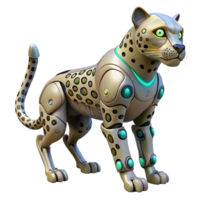 Robotic Cheetah Futuristic Design A sleek cheetah crafted as a robotic design, navigating the digital savannah with precision. png