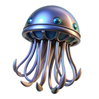 Metallic Jellyfish Robot Design in a Futuristic Three Dimensional Scene of Innovation png