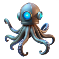 Robotic Octopus 3D Render - A futuristic 3D render of an octopus with robotic elements showcasing advanced mechanical design and sleek features png