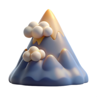 Cartoon Mountain with Clouds A whimsical 3D render of a cartoon mountain with clouds, capturing its magical atmosphere and enchanting design. png