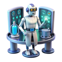 Robot Scientist in Lab in a Futuristic Three Dimensional Scene of Innovation png