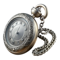Ornate Pocket Watch with Chain A dynamic depiction of a pocket watch adorned with an ornate chain, capturing the essence of time in a digital world. png