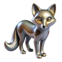Metallic Fox 3D Render A majestic 3D depiction of a metallic fox, highlighting its regal presence and shimmering beauty. png