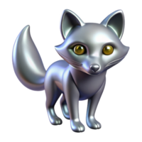 Silver Fox 3D Model A dynamic depiction of a fox navigating the digital forest, its fur glowing with silver hues in a stunning render. png