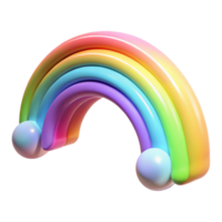 Rainbow 3D Render Colorful Arc A dynamic depiction of a rainbow arc captured in a stunning three-dimensional render, capturing the essence of color in a digital world. png