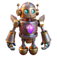 Cute Retro Robot with Gem in a Whimsical Three Dimensional Scene of Technology png