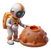 Astronaut Exploring Crater A dynamic depiction of an astronaut navigating a crater, capturing the essence of space exploration in a digital world. png
