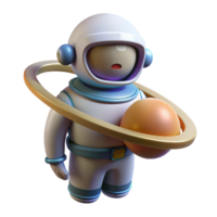 Astronaut with Planet Ring A dynamic depiction of an astronaut navigating a world of planet rings, capturing the essence of space exploration in a digital world. png