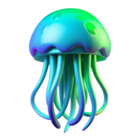 3d render colorida medusa uma vibrante representação do uma medusa navegação a digital oceano, Está corpo brilhando com vibrante cores dentro uma deslumbrante renderizar. png
