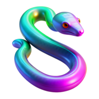 Rainbow Serpent Digital Art A dynamic depiction of a serpent navigating a world of rainbows, captured in digital art in a digital world. png