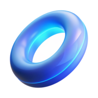 Glowing Blue Torus 3D Render A vibrant 3D depiction of a glowing blue torus, focusing on abstract design and luminescent elements. png