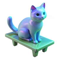 iridescente gato estatueta em ficar de pé uma radiante gato trabalhada Como uma estatueta, Está superfície cintilante com iridescente cores dentro uma digital mundo. png