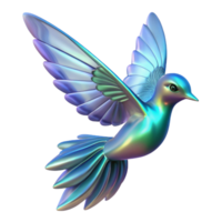Iridescent Bird in Flight - A stunning depiction of a bird in flight with iridescent features showcasing a spectrum of colors and ethereal beauty png