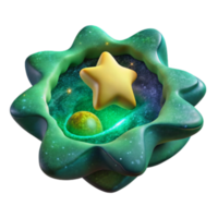 3D Render Star Galaxy Abstract Background, Green Cosmic Flower Nebula Illustration png