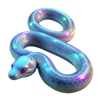 Iridescent Snake 3D Render A radiant snake with iridescent scales, brought to life in a stunning three-dimensional render. png