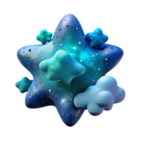 3d render do uma estrelado galáxia abstrato fundo com fofa Estrela e nuvem formas png